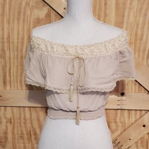 Flying tomato off shoulder crop top